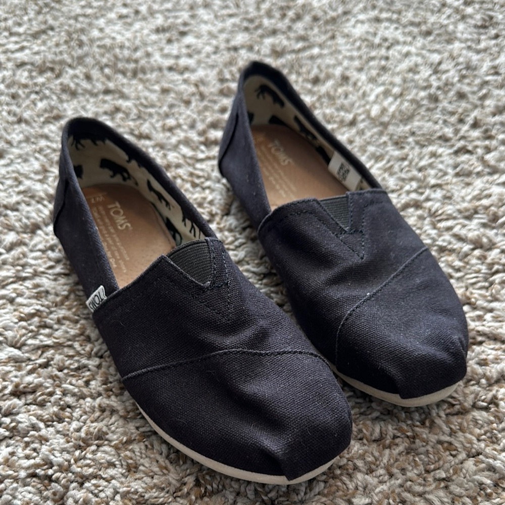 TOMS Black Canvas Slip-On Shoes